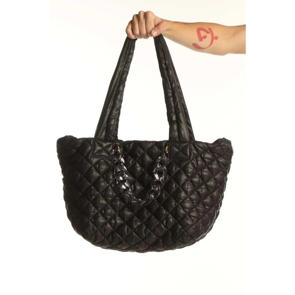 Jill & Ally Black Quilted Diamond Tote Bag – Chic Everyday Shoulder Bag - Picture 1 of 5